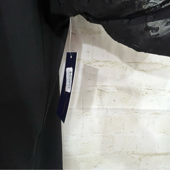 Adrienne Vittadini Black Keyhole Neck Sheer 3/4 Sleeve Blouse - Picture 10 of 12